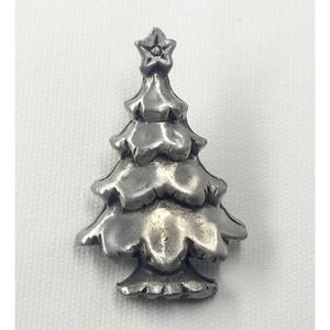 VTG Christmas Tree Pewter Silver Tone Lapel Pin LCD Lindsay Claire Designs